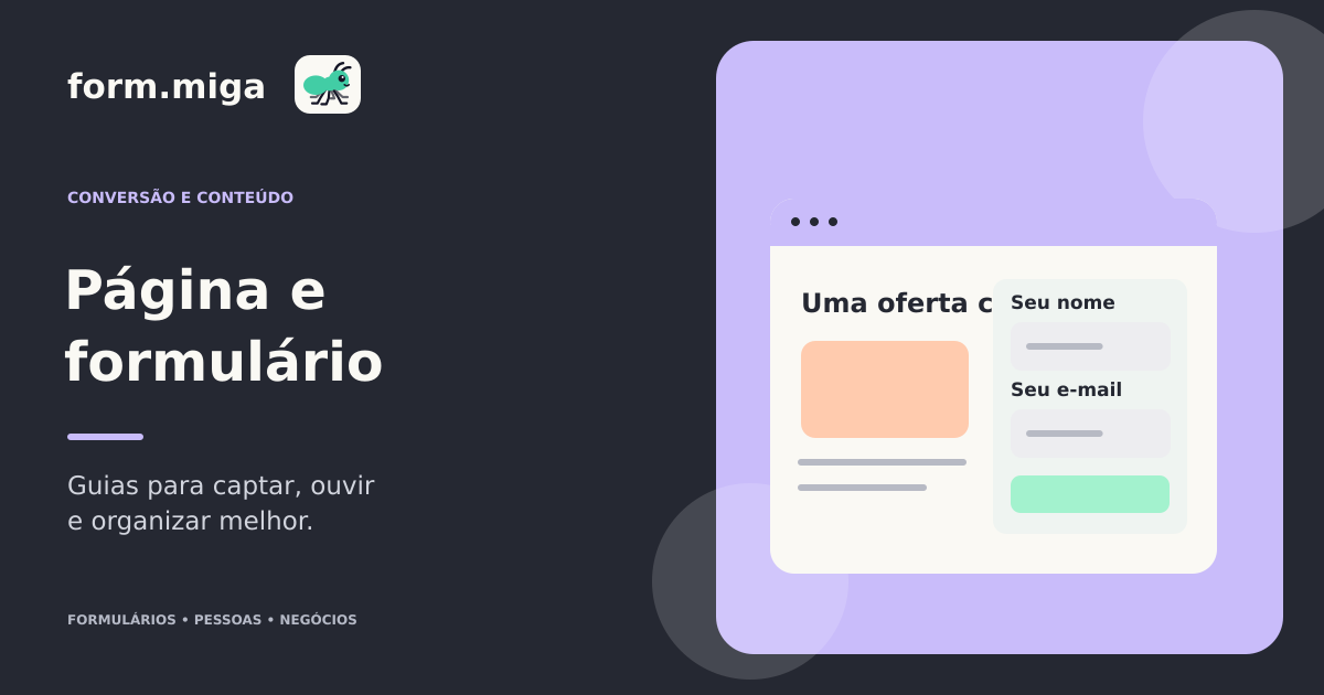 Ilustração de uma landing page responsiva com título, blocos de conteúdo e um formulário em destaque.