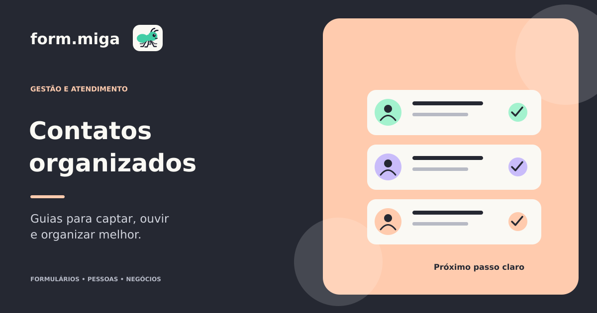 Ilustração editorial sobre como organizar contatos recebidos: uma rotina simples entre formulário e atendimento